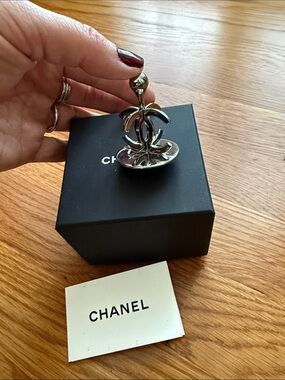 CHANEL Silver CC Logo Spinning Decor